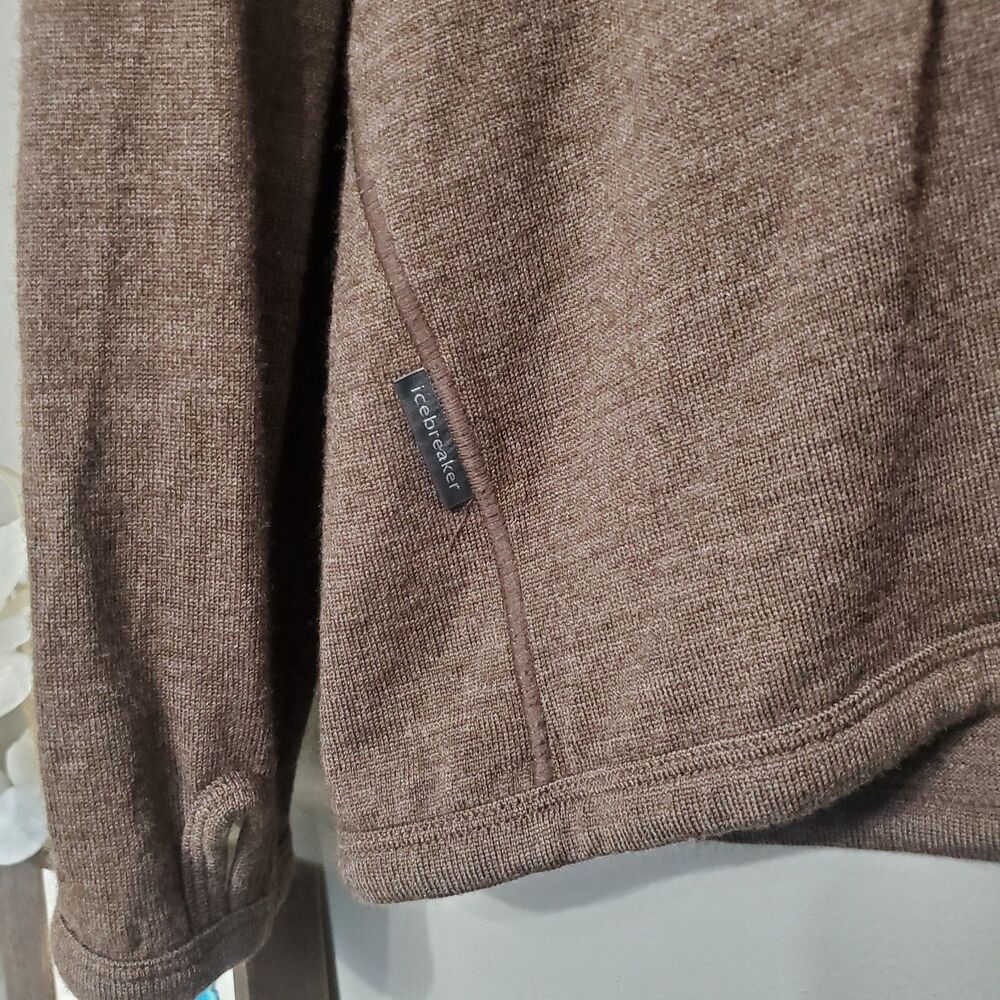 Icebreaker Sport 320 Men's Merino Wool 1/4 Zip Sweater Size XL Brown HOLES READ - Picture 4 of 14